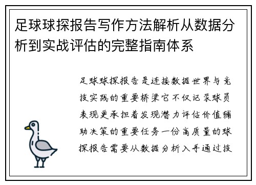 足球球探报告写作方法解析从数据分析到实战评估的完整指南体系